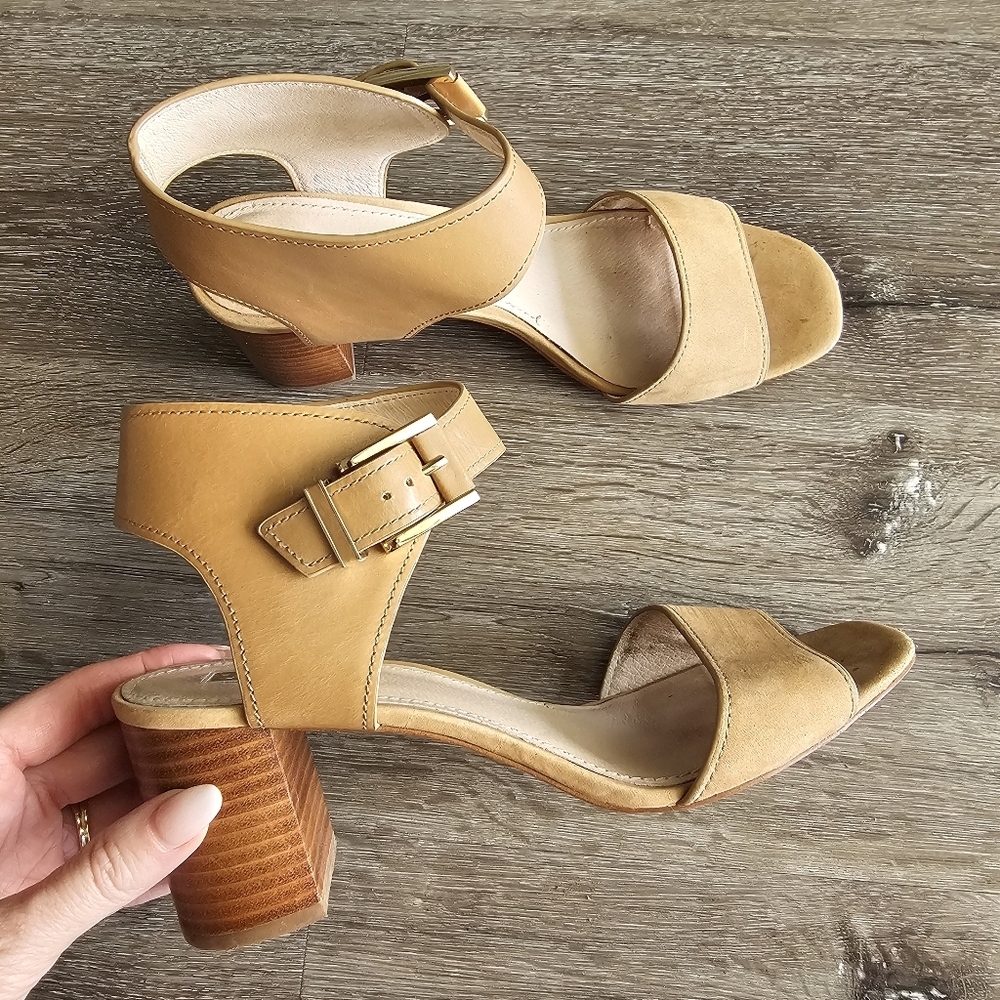 Louise et Cie leather & suede tan block heels